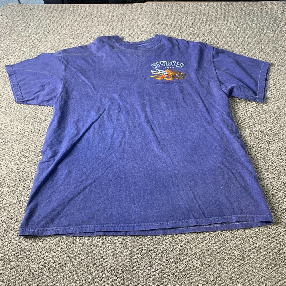 Sturgis 2003 Mens T Shirt Size XL Blue Haned Black Hills Rally Short Sleeves
